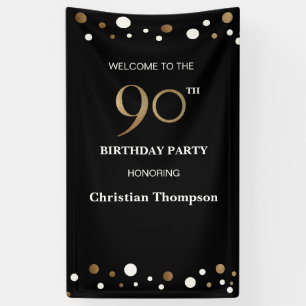 Banderoles Personnalisé 90e Anniversaire Gold confetti