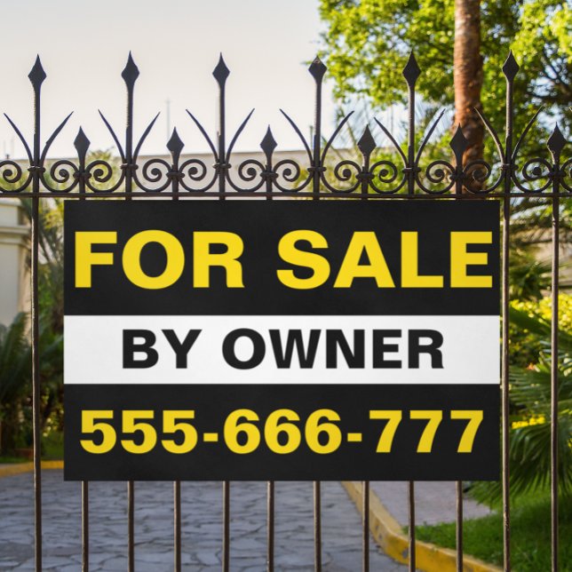 Banderoles Personnalisé À Vendre Par Propriétaire Immobilier  (black gold for sale by owner outdoor banner)