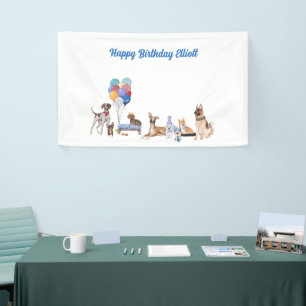 Banderoles Personnalisé Joyeux Anniversaire Canine race Chien