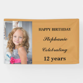 Banderoles Personnalisé Joyeux Anniversaire Photo Age or