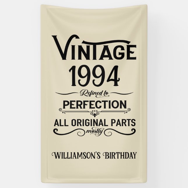 Banderoles Personnalisé Trente vintage 30e anniversaire (Vertical)