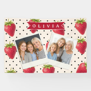 Banderoles Personnalisé Vintage Fraise Points Rouges Rétro
