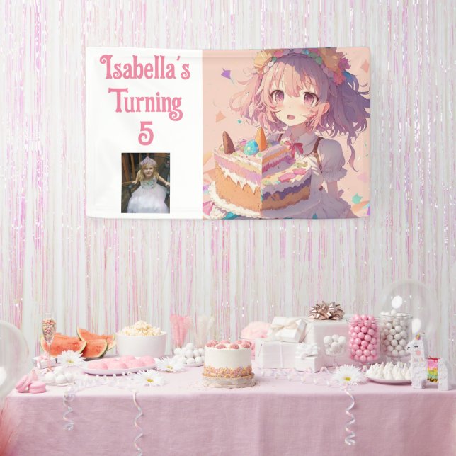 Banderoles Personnalisée jolie fille Anime (Fête)