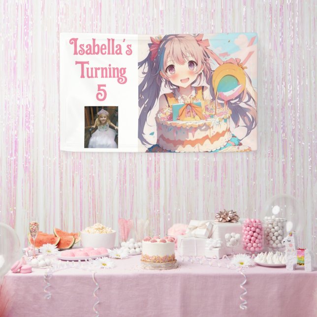 Banderoles Personnalisée jolie fille Anime (Fête)