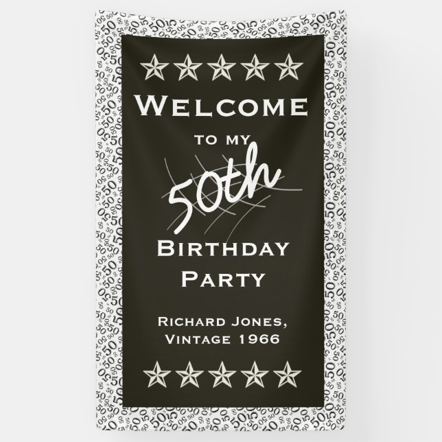 Banderoles Personnaliser : Bienvenue à mon 50e anniversaire (Vertical)