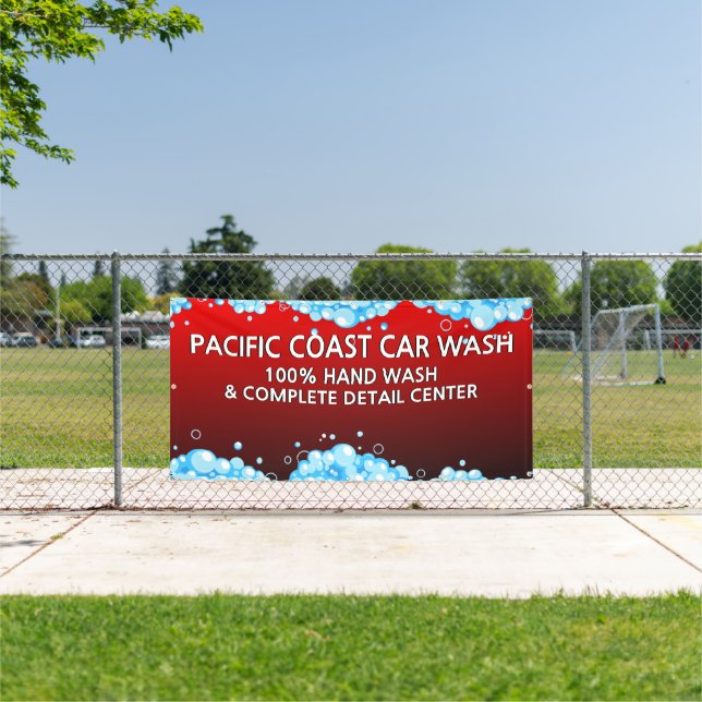 Banderoles Personnaliser Bubbly Red Car Wash Business (Insitu)