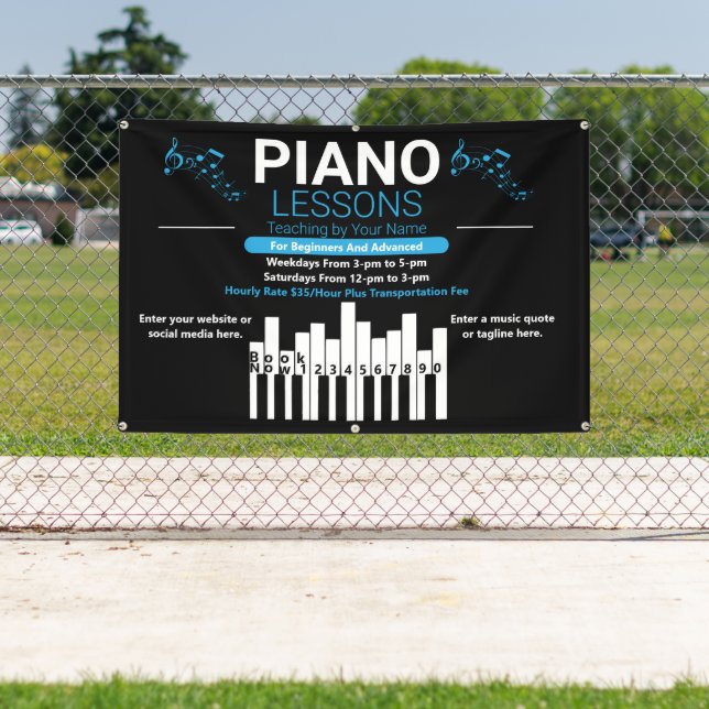Banderoles Personnaliser Cours de piano Musique Professeur Ja (Insitu)