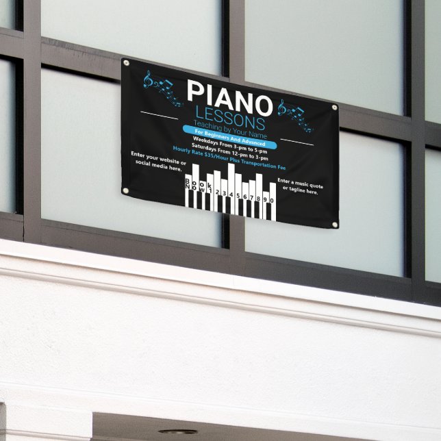 Banderoles Personnaliser Cours de piano Musique Professeur Ja (Bâtiment extérieur)
