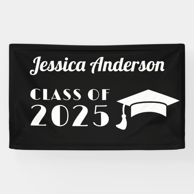 Banderoles Personnaliser diplômé noir et blanc  (Horizontal)