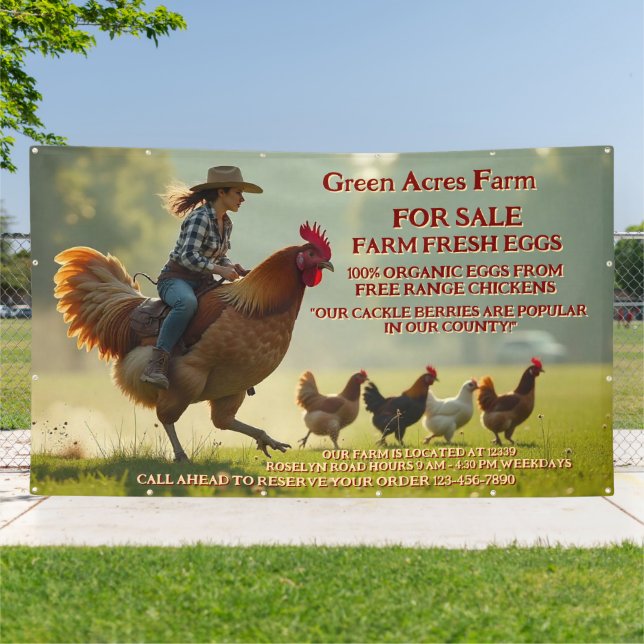 Banderoles Personnaliser Drôle Ferme Bio Oeufs Frais Cage Gra (Dehors)