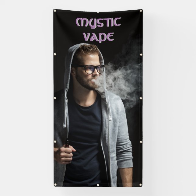 Banderoles Personnaliser Hipster Man Vaping Vape Shop Busines (Verticale)