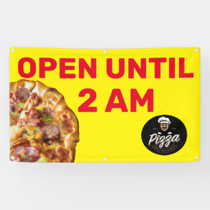 Banderoles Personnaliser le logo de la pizzeria Ouvert jusqu'