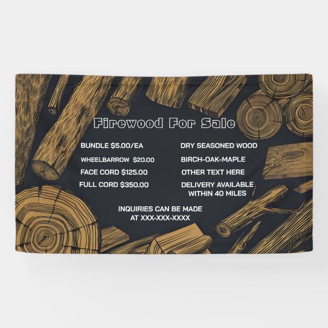 Banderoles Personnaliser le paquet de bois de chauffage rusti (Horizontal)