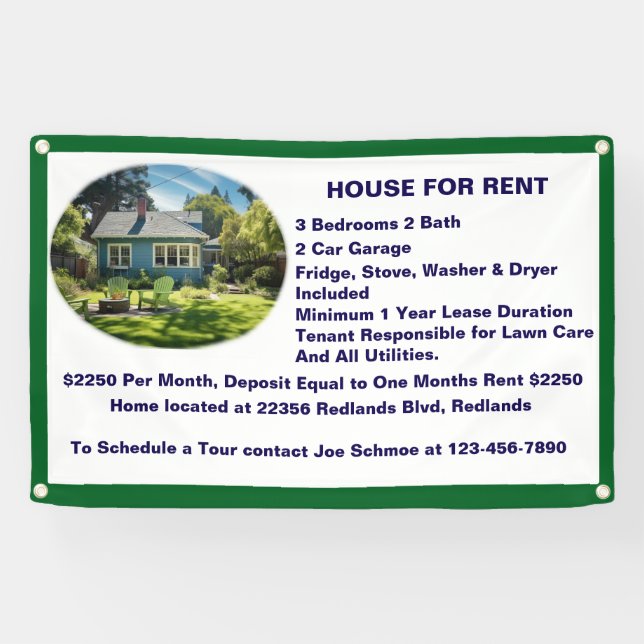 Banderoles Personnaliser Maison Pour Location Avec Photo Bann (Horizontal)