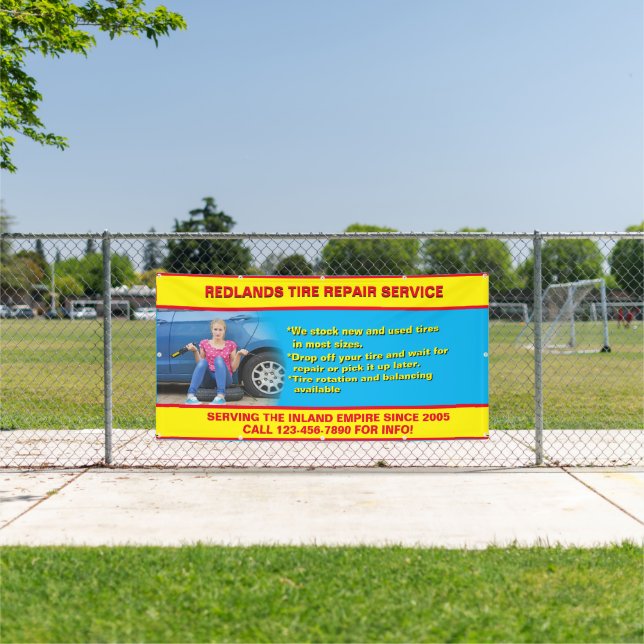 Banderoles Personnaliser Réparation des pneus Shop Photo Text (Insitu)