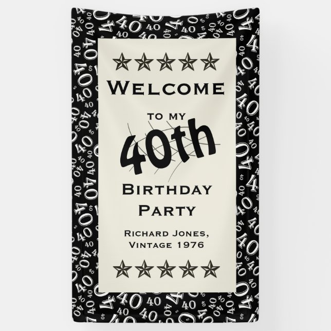 Banderoles Personnalisez : Accueil à ma quarantième fête (Vertical)