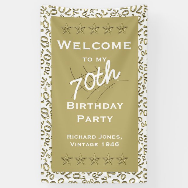 Banderoles Personnalisez: Bienvenue 70e anniversaire de la fê (Vertical)