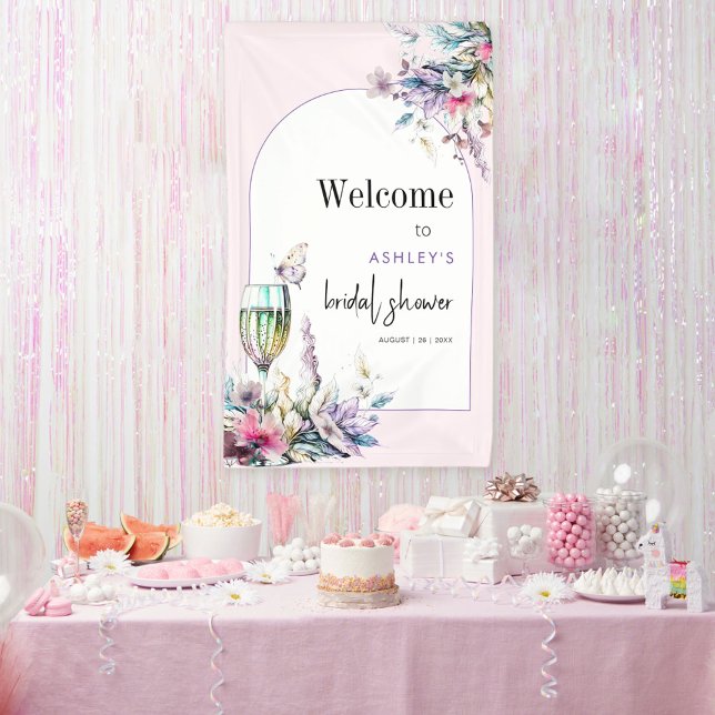 Banderoles Pétales et Prosecco Arche Florale pour une Baby Sh (Créateur téléchargé)