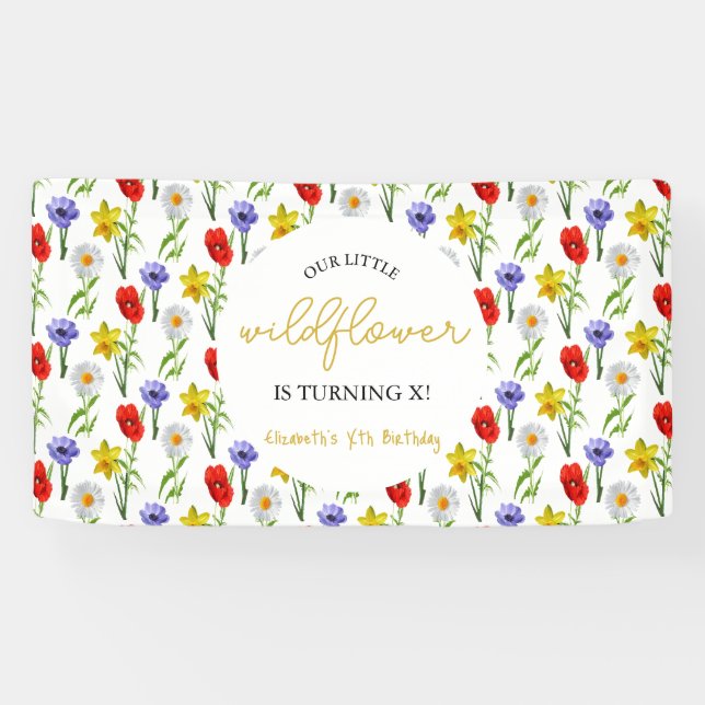 Banderoles Petit Anniversaire de enfant Fleur sauvage (Horizontal)