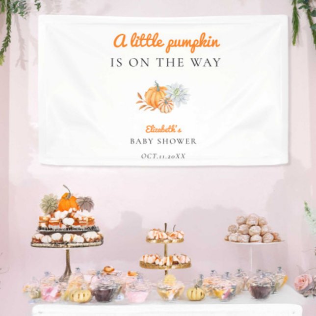 Banderoles Petit Baby shower Citrouille Élégant Simple Modern (Créateur téléchargé)