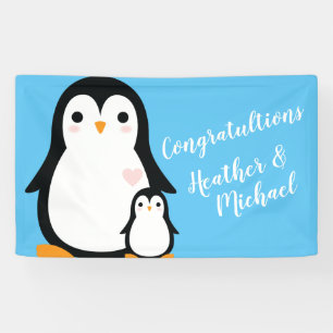 Banderoles Petit Baby shower de pingouin bleu garçon