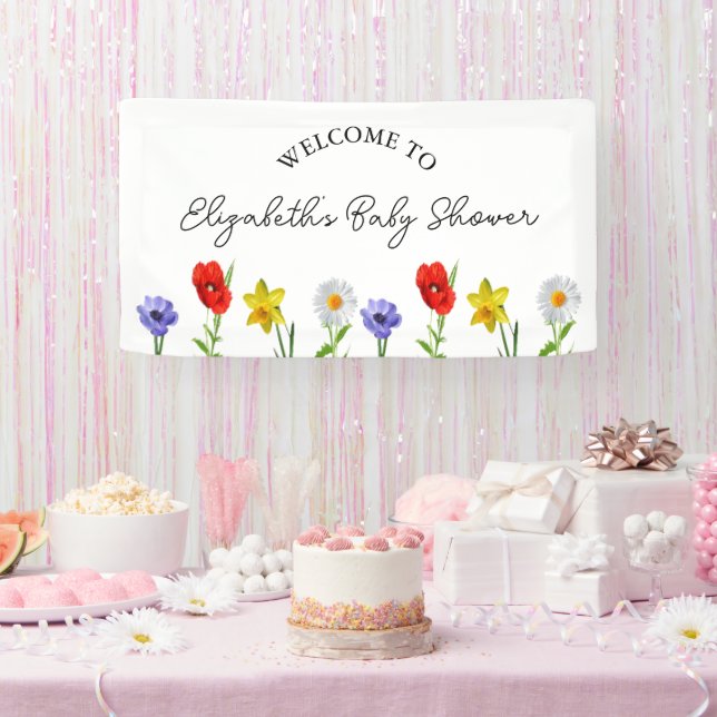 Banderoles Petit Baby shower Fleur sauvage (Fête)