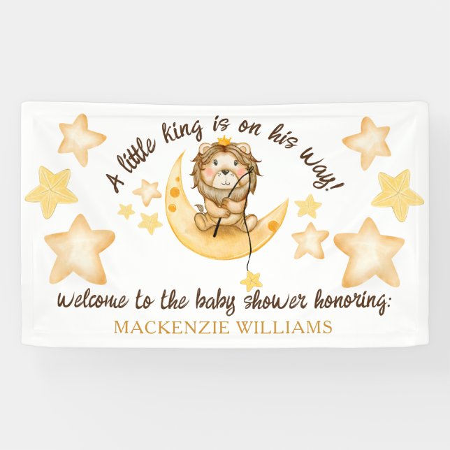 Banderoles Petit Baby shower Garçon Lion Safari petit roi Bie (Horizontal)