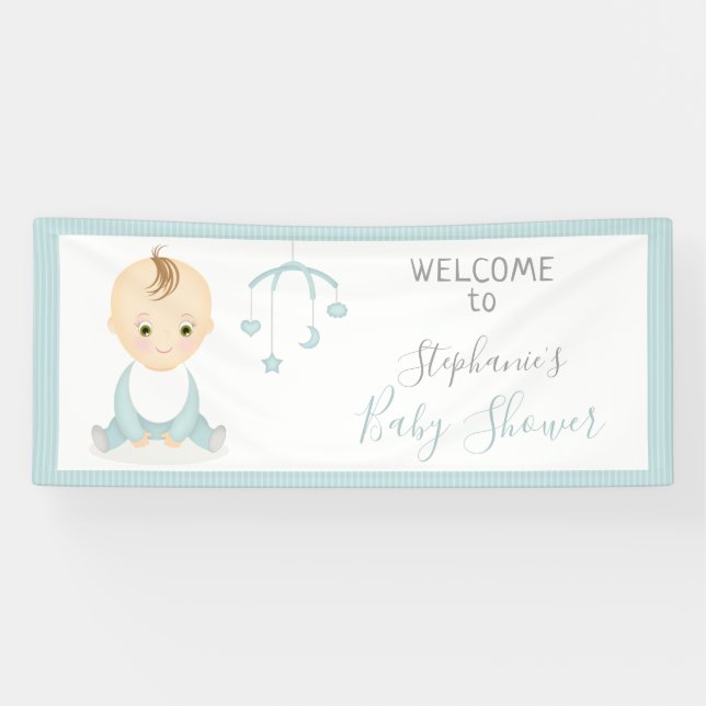Banderoles Petit bébé garçon et son Baby shower mobile (Horizontal)