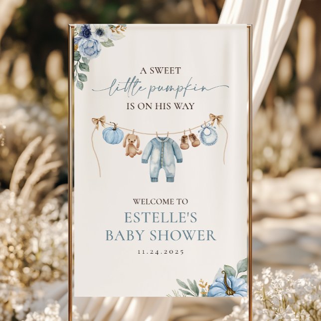 Banderoles Petit Citrouille Fall Blue Boy Baby shower Bienven (Créateur téléchargé)