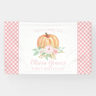Banderoles Petit Citrouille premier anniversaire floral rose 