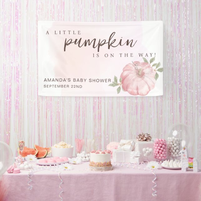 Banderoles Petit Citrouille rose Baby shower d'automne (Fête)