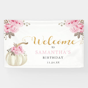 Banderoles Petit Citrouille rose Floral Accueil