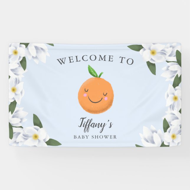Banderoles Petit Cutie Blue Floral Wreath Bienvenue (Horizontal)