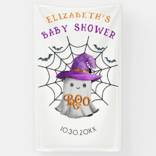 Banderoles Petit fantôme mignon et baby shower BOO spiderweb