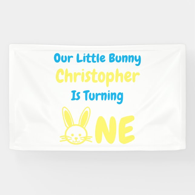 Banderoles Petit Lapin Garçon 1er Anniversaire (Horizontal)