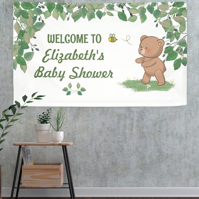 Banderoles Petit Ours Baby shower naturel Accueil (Welcome guests with a nature-inspired baby shower banner!)