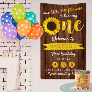 Banderoles Petit tournesol 1er anniversaire Bienvenue