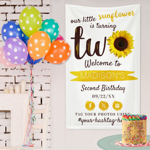Banderoles Petit tournesol 2e fête d'anniversaire Bienvenue