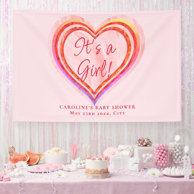Banderoles Petite amoureuse aquarelle bébé fille douche (Fête)