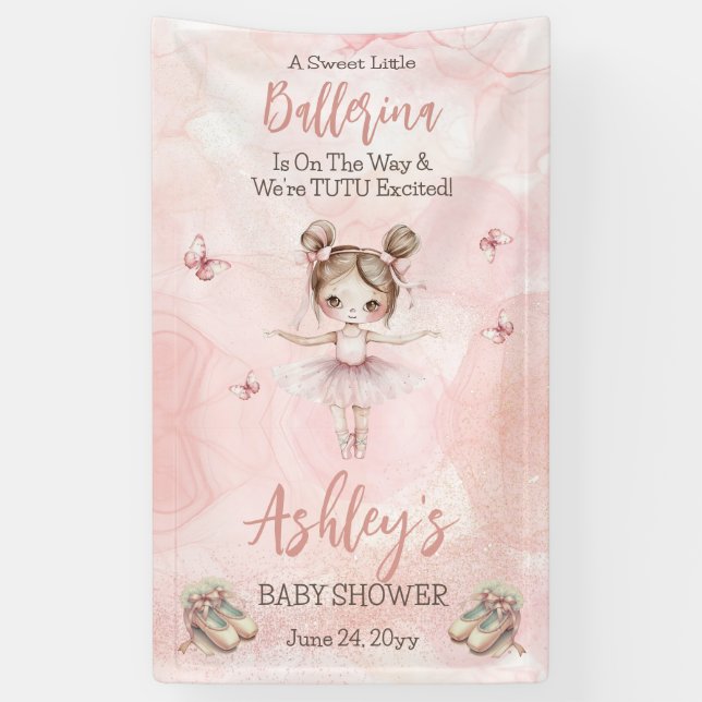 Banderoles Petite Ballerina Est En Route Tutu Baby shower (Vertical)