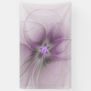 Banderoles Petite Beauté Moderne Gris Mauve Art Fractal Fleur