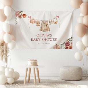 Banderoles Petite Citrouille Automne Fleur Rose Fille Baby Sh