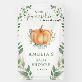 Banderoles Petite citrouille automne verdure or baby shower