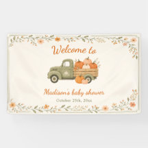 Petite citrouille camion vert automne Baby Shower