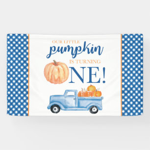 Banderoles Petite citrouille premier anniversaire camion bleu