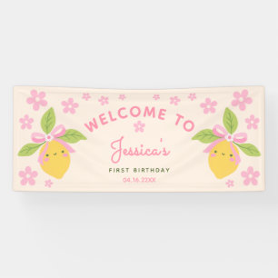 Banderoles Petite Coquette Lemon Pink Daisy 1er Anniversaire