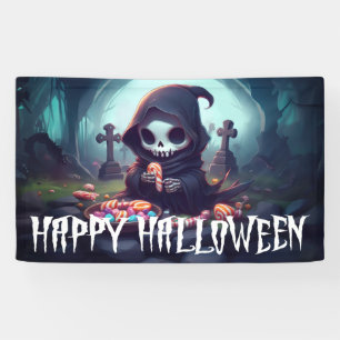 Banderoles Petite Faucheuse Grim Avec Candy Happy Halloween