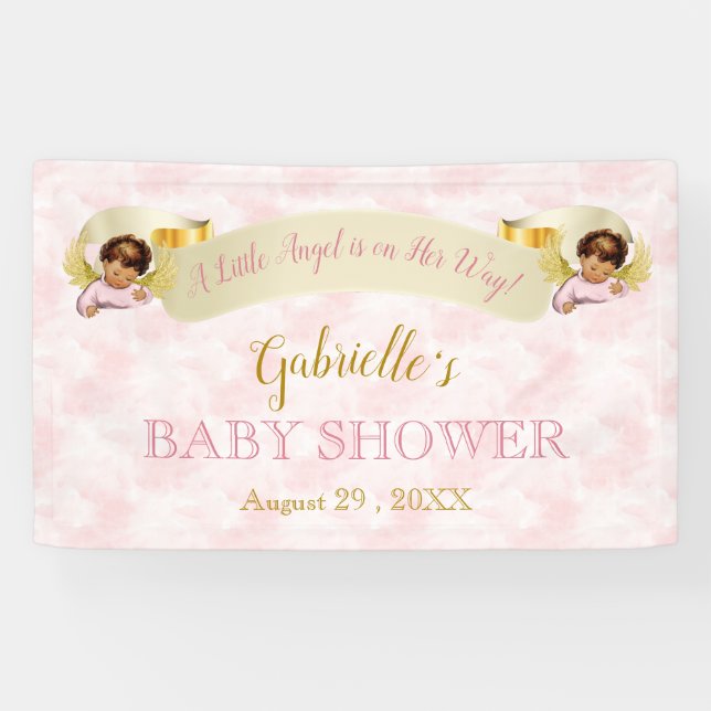 Banderoles Petite fille d'or rose Angel Ethnique (Horizontal)