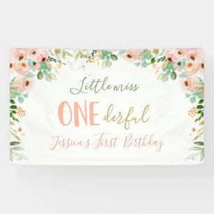 Banderoles Petite Miss Onederday Floral Rose Gold