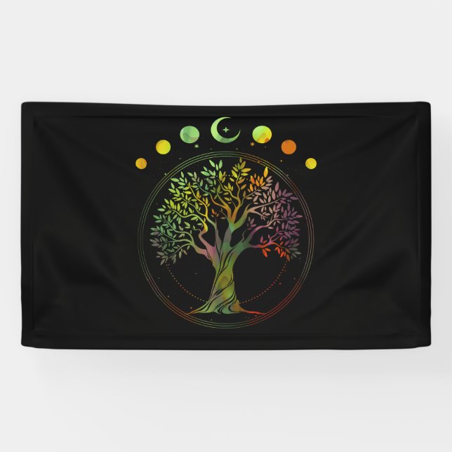 Banderoles Phases de l'arbre de vie de la lune (Horizontal)